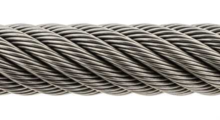 Steel Cable Closeup Strong and Durable Metal Rope Coiled Pattern Perfect for Industrial Applications and Security Providing Reliable Support and Strength