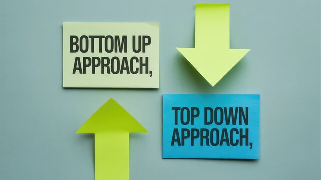 Strategic planning showing top down versus bottom up approaches for business strategy and decision making, offering a clear vision for leadership solutions - Powered by Adobe