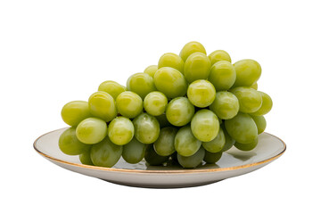 Fresh Green Grapes on a White Plate &ndash; Clean Isolated Food 