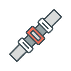 Piping union connector in flat style on black background