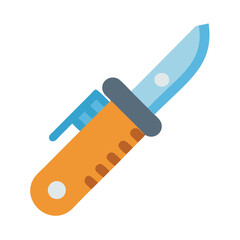 Flat design knife illustration with orange handle on black