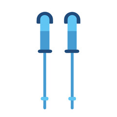 Isolated pair of modern blue ski poles on black