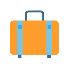 Minimalist flat style suitcase illustration against black background