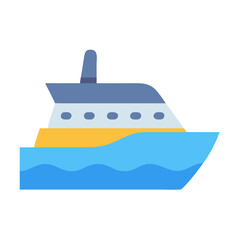 Stylized flat illustration of a luxury yacht on water