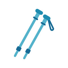 Two turquoise trekking poles on a black background graphic