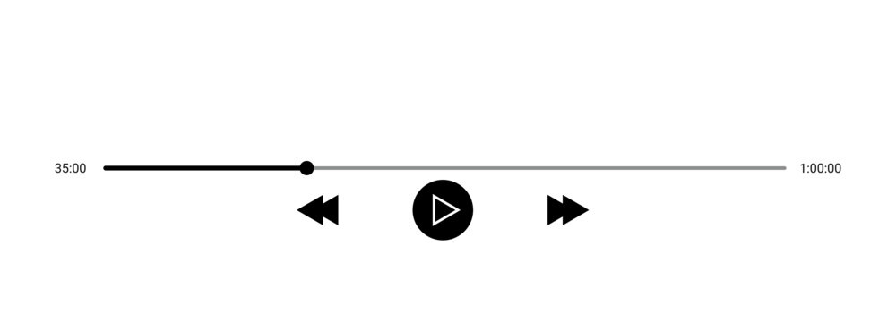 Music Player User Interface Vector. Audio Media Player Widget with Buttons and Song Duration Bar. Modern UI Design Element for Music App Design with Pause, Play, Skip, Queue Buttons.