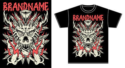 Fototapeta premium tshirt illustration design metal band merchandise