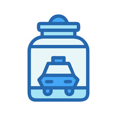 Cartoon car in jar for kids vector graphic