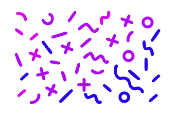 Playful pattern with bold geometric shapes in vibrant purple and blue on white, perfect for backgrounds, textiles, and creative projects