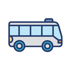 Stylized bus illustration with outlined graphic flat style