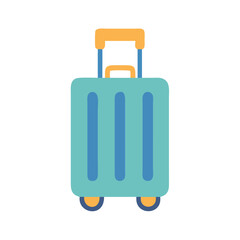 Isolated blue suitcase with yellow accents on black background