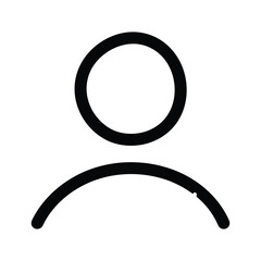 Simple black and white line icon representing a generic user profile or avatar isolated on
