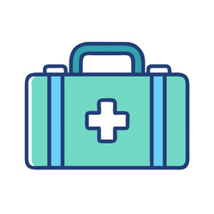 First aid kit icon on black background, healthcare concept