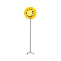Continuous line floor lamp decoration interior furniture. One single line drawing of Living room with modern furniture editable stroke vector illustration