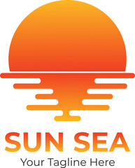 Sunset over the ocean with reflection and text space