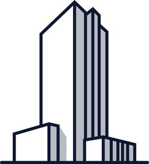 Modern architectural illustration of a tall office building with clean lines