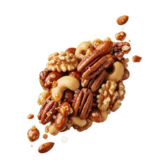 Mixed Nuts With Honey Glaze On Brown Background