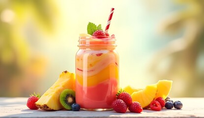 fruit cocktail with fruits