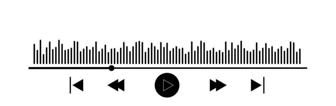 Music play interface icon. streaming frame internet. voice record display. Podcast playlist. multimedia interface buttons. ideal for media players

