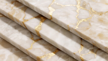 Marble tiles with gold veining