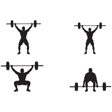 Olympic Weightlifting Poses Set - Snatch & Clean and Jerk Silhouettes
