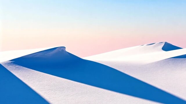 clean abstract composition of snow, long shadow, pastel winter gradient sky, visually calm and modern, perfect for winter solstice