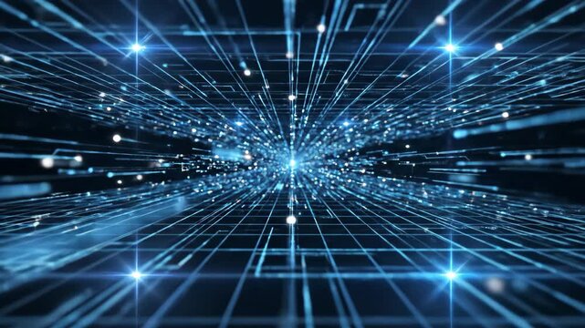 Dynamic digital network pulsing with energy and light, futuristic technology background with flowing data streams, perfect for innovation themes