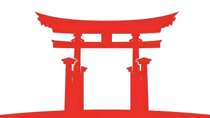 Iconic red Shinto shrine Torii gate, a symbol of spirituality and Japanese tradition