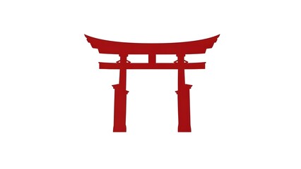 Traditional Japanese Red Torii Gate Symbolizing Sacred Entrances and Cultural Heritage on a White Background