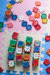 A vertical, flat lay composition of 