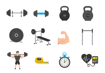 Fitness and Exercise Equipment Clipart Set for Health and Wellness Promotion