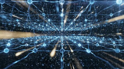 Dynamic neural network animation showing interconnected nodes pulsing with light for technology or science presentations and modern design projects - Powered by Adobe