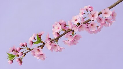 Elegant cherry blossom branch adorned with a myriad of soft pink petals, symbolizing the serene beauty and renewal of springtime