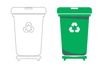 Illustration of a Green Recycling Bin