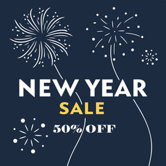 Modern new year sale poster with vibrant colors and bold typography