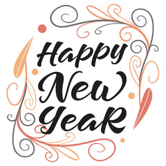 Elegant and stylized happy new year text graphic