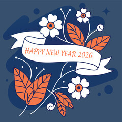 Stylized happy new month banner illustration with festive elements