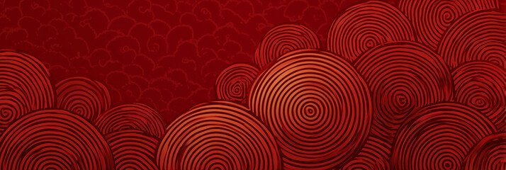 red background with a spiral pattern, seamless texture, flat design, chinese new year concept,