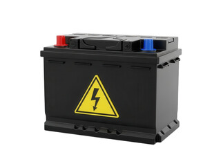 Car battery with lightning bolt caution symbol isolated isolated on transparent background