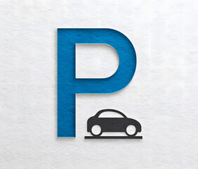 blue and black parking icon on white background, featuring the letter p in simple square design used for road signage, navigation, and urban traffic guidance in public areas