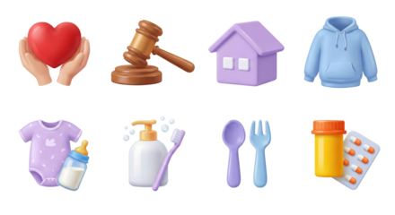 Illustrative 3D Renderings Representing Life's Essentials, Family, Health, and Home on a