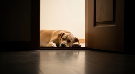 Dog Resting in Doorway - A Moment of Peace and Serenity.