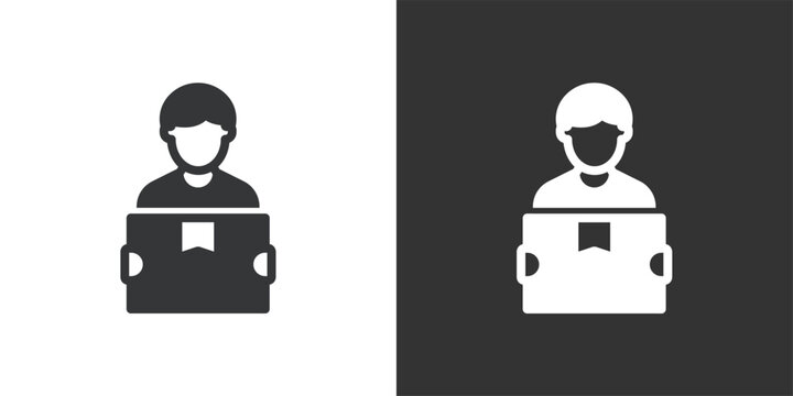 Delivery Person icon. Solid glyph series icon - Powered by Adobe