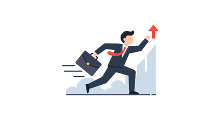 determined businessman sprinting to success briefcase in hand climbing corporate ladder representing ambition and career growth ideal for business blogs
