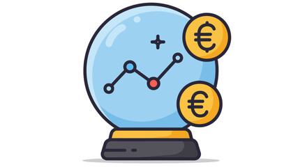 financial forecast prediction with stock market analysis euro currency growth in a crystal ball perfect for investment insights and business strategy