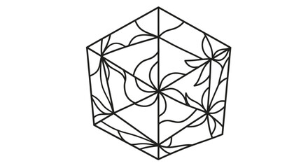 Floral cube pattern design decorative flower motif in a geometric structure suitable for backgrounds and surface designs conveying elegance and modern style.