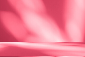 Wall interior background, studio and backdrops show products.with shadow from window color pink background for text insertion and presentation interior decoration	
