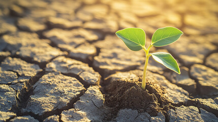 A resilient seedling growing from cracked earth, representing personal growth and transformation.