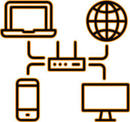 Connected devices network diagram technology concept