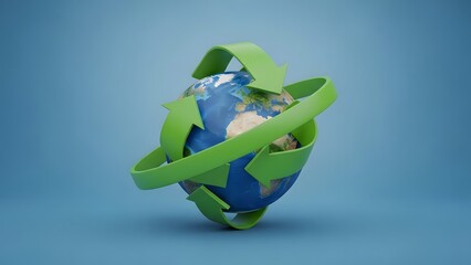 Recycle Earth Planet Preservation Concept with Circular Arrow Cycle